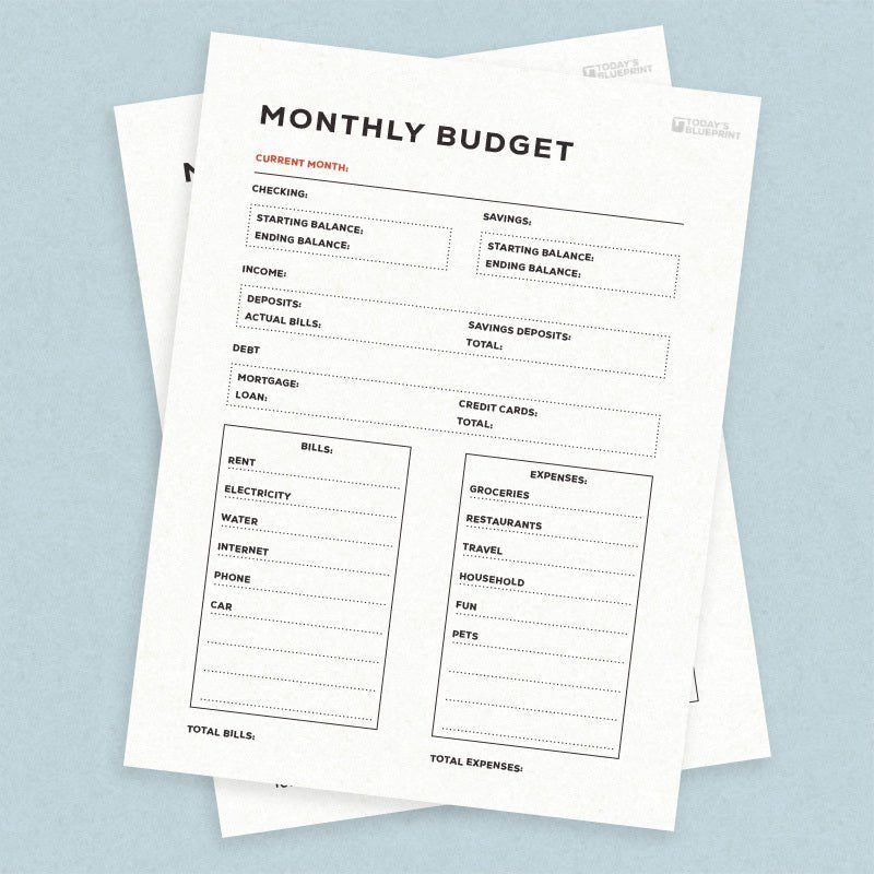 Monthly Budget PDF - Today's Blueprint