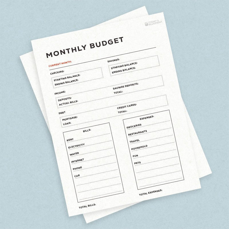 Monthly Budget Worksheet PDF - Today's Blueprint